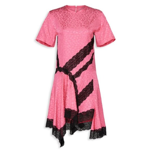 Koché Collective Leopard Print Asymmetric Dress Pink Black Size 42 26645 - Picture 1 of 8